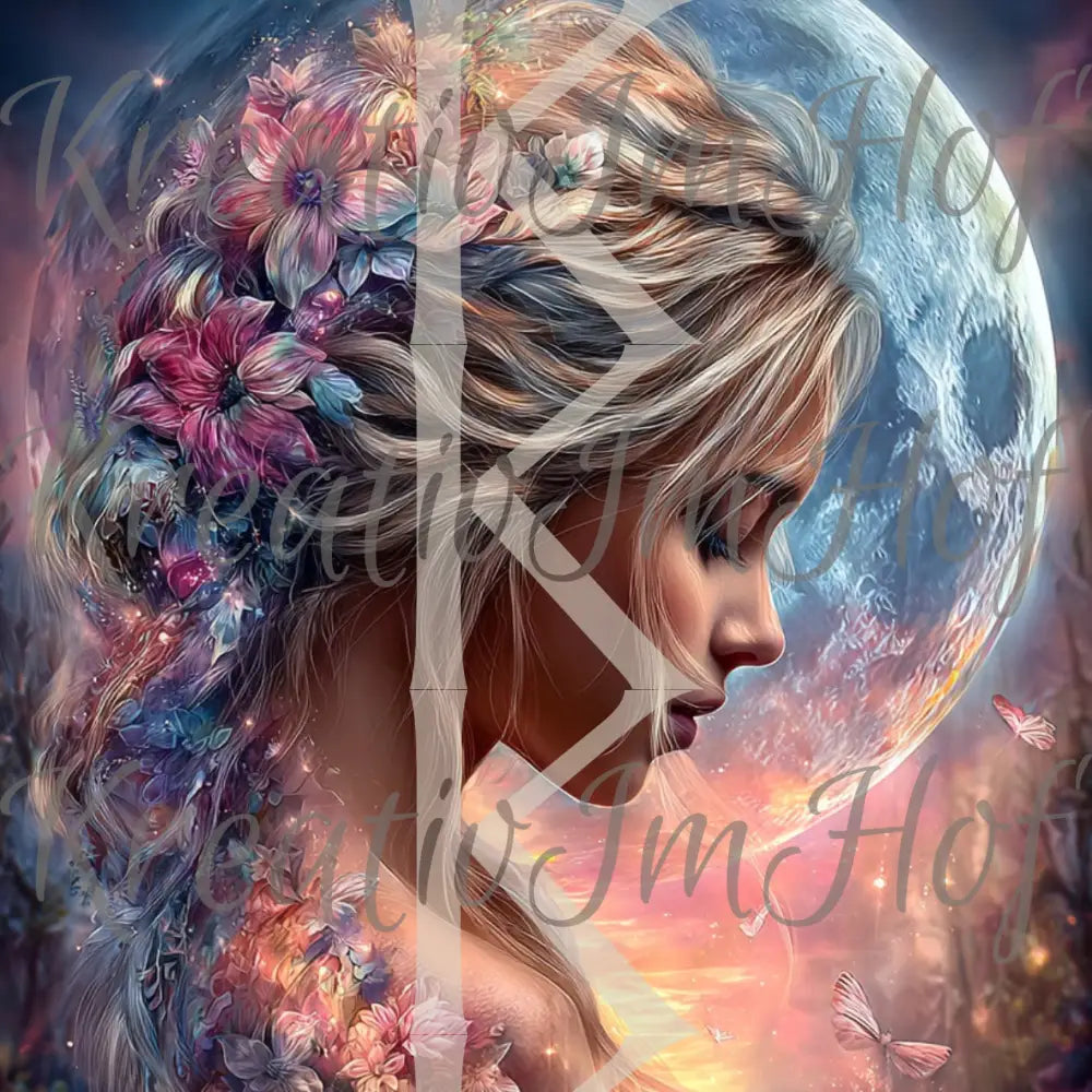 Coverpaper Blumenfrau im Mond 10er Pack