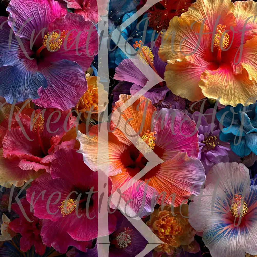 Coverpaper bunter Hibiskusstrauß 10er Pack