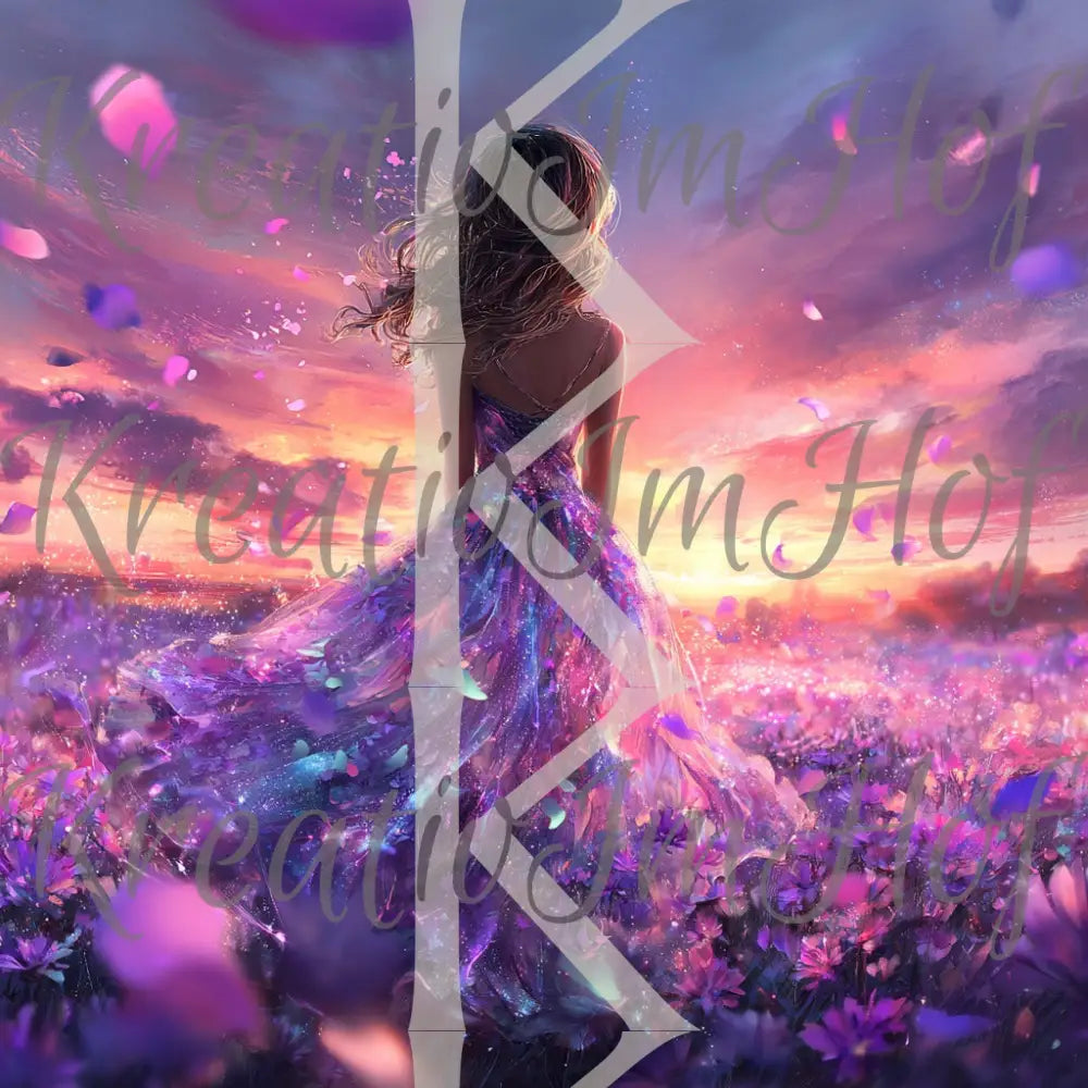 Coverpaper Lila Blumenfrau im Wind 10er Pack