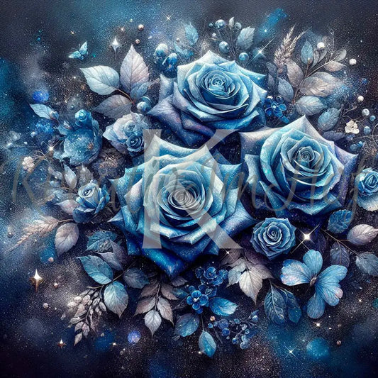 Coverpaper blaue Rosen 10er Pack