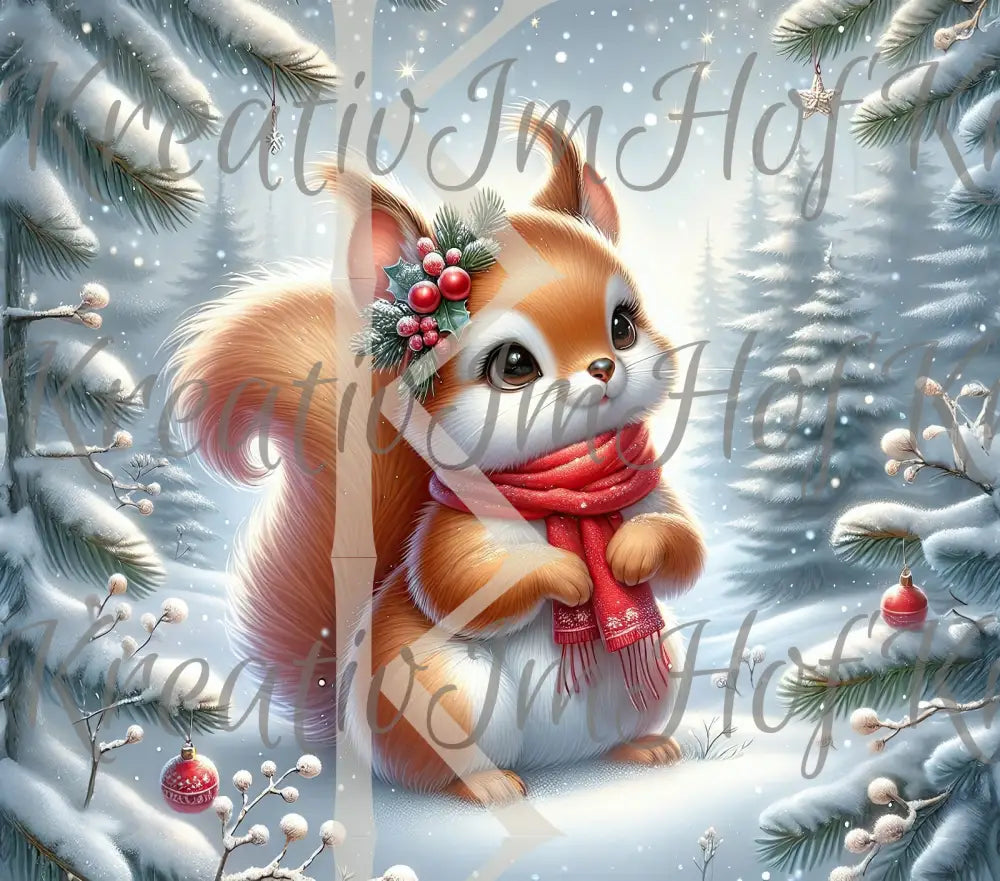 Coverpaper Eichhörnchen im Schnee 10er Pack
