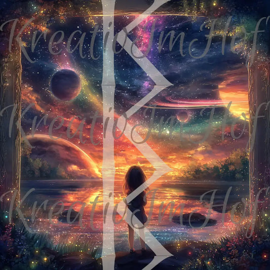 Coverpaper Mädchen im Kosmos 10er Pack