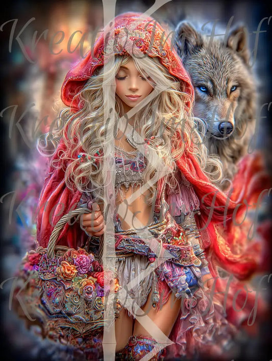 Coverpaper Red Girl with Wolf 10er Pack