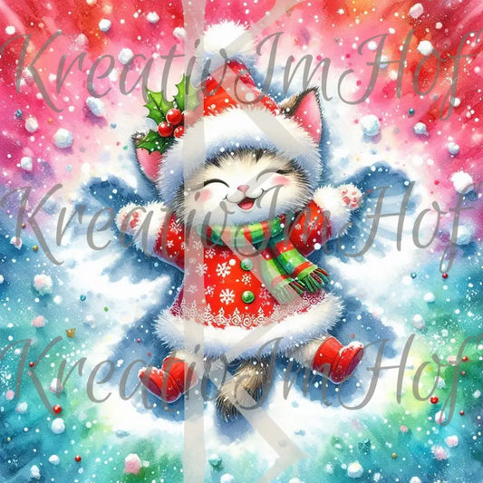 Coverpaper Schneeengel Katze 10er Pack