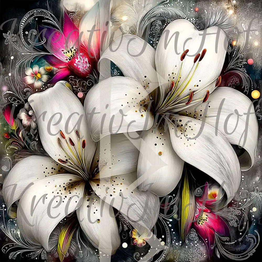 Coverpaper weiße Lilien 10er Pack