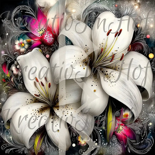 Coverpaper weiße Lilien 10er Pack