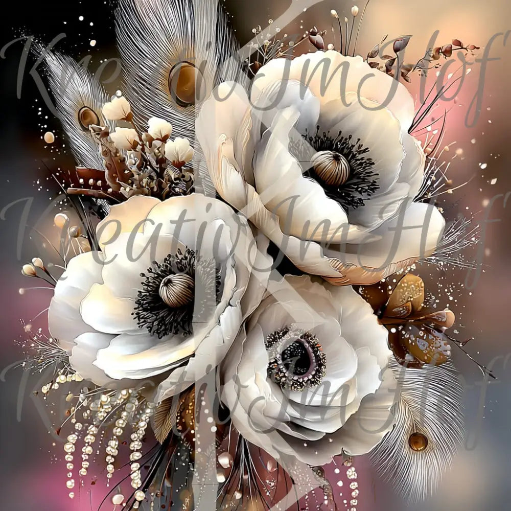 Coverpaper weißer Blumenstrauß 10er Pack
