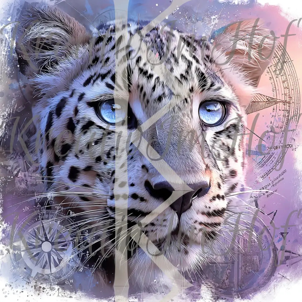 Coverpaper weisser Leopard im Kompass 10er Pack